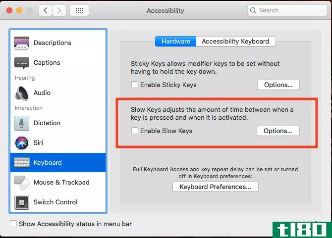 disable slow keys mac