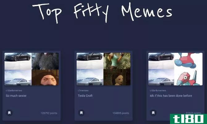 Top Fifty Memes lists Reddit's top 50 memes across meme subreddits every day
