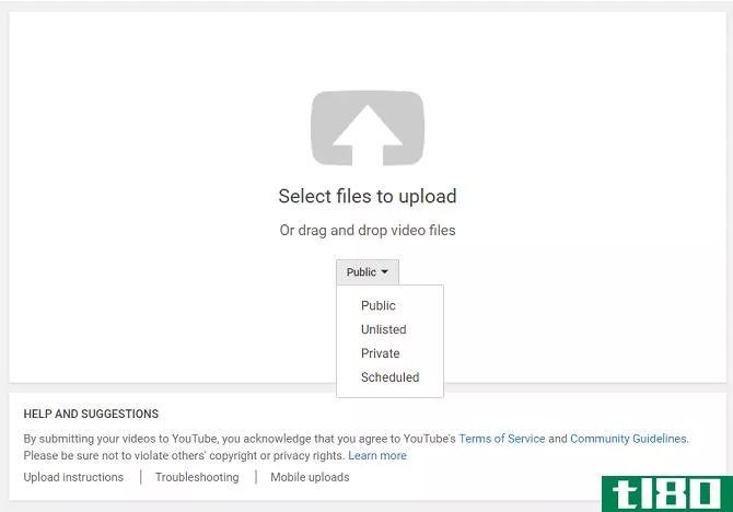 youtube upload privacy menu
