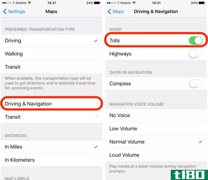iOS 10 Feature Avoid Tolls in Directi***