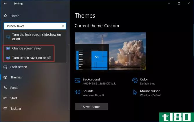 launch screensaver settings in windows 10