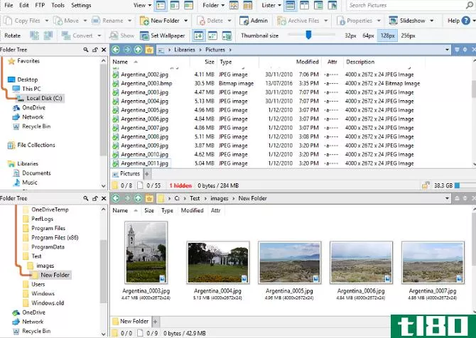 This is a screen capture of the Windows File Explorer alternative directory opus's main screen
