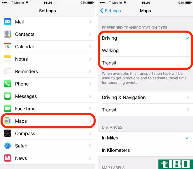 iOS 10 Feature Preferred Mode of Transportation