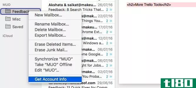 Mac Mail -- Get Account Info