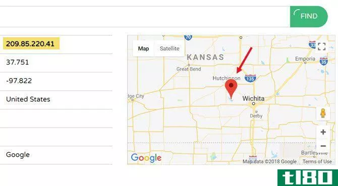 tracing an IP address on Google Maps