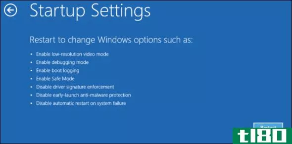 Windows startup settings