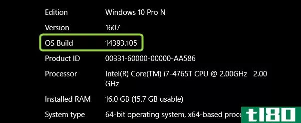 Windows 10 Operating System Build Number