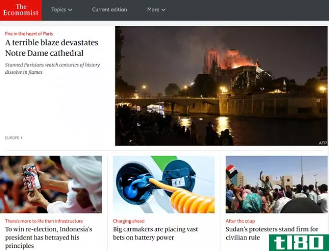 This is a screenshot of the Economist's homepage