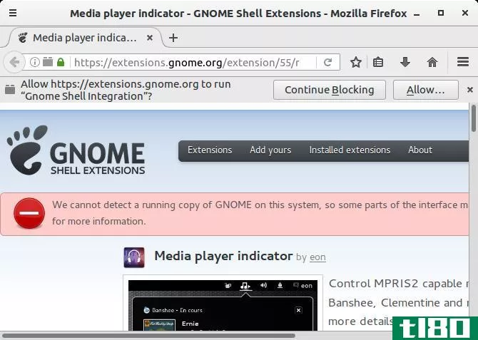 Gnome Shell Integration warning