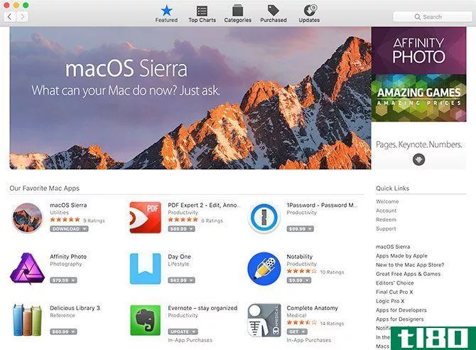 MacOS Sierra App Store