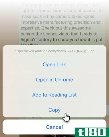 Copy and paste URL links in the iPhone