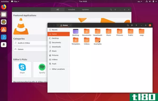 Ubuntu 18.10 desktop with new theme