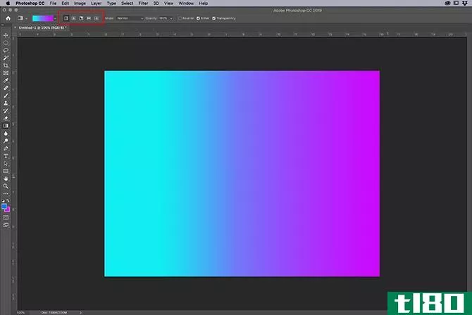 Creating Custom Gradient in Photoshop Linear Gradient