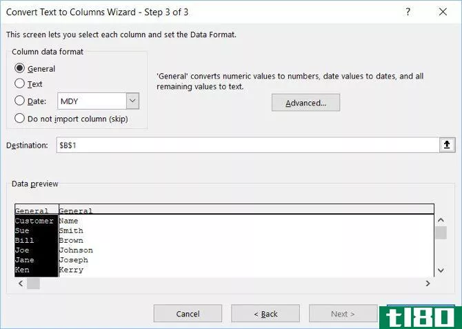 Convert Text To Columns Wizard - Separate Names
