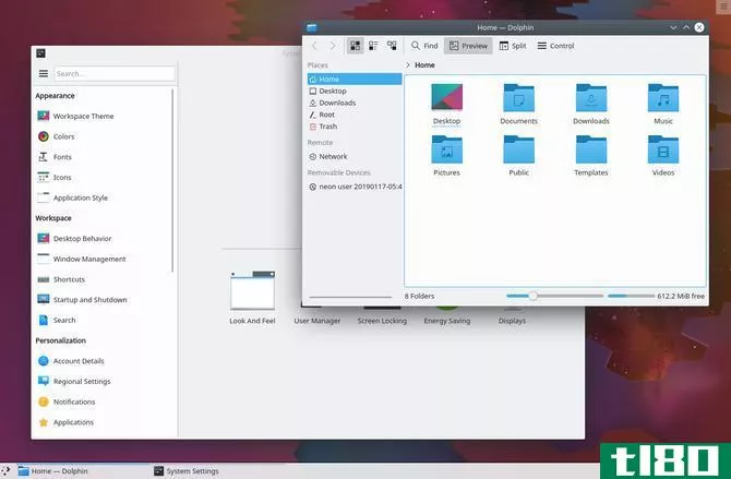 KDE Pla**a desktop file manager and system settings