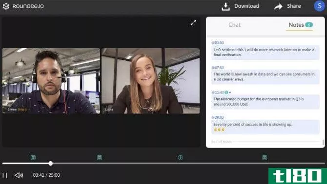 Roundee records video conference calls and lets you add timestamped notes for minutes of the meeting