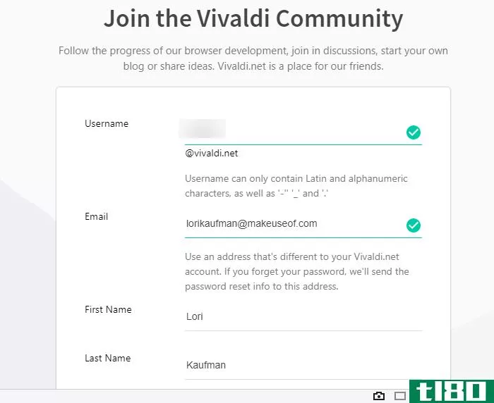 Sign up for a Vivaldi.net account