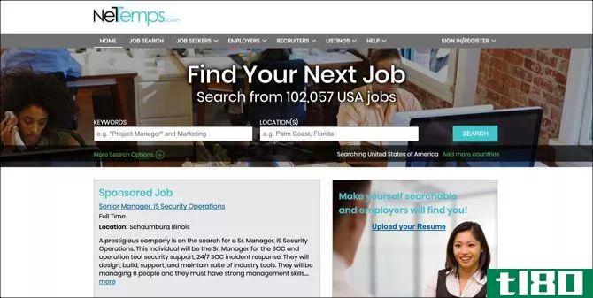 NetTemps Job Search Main Page