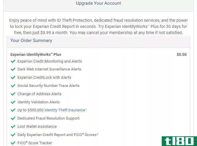 Experian Paid Account Upgrade