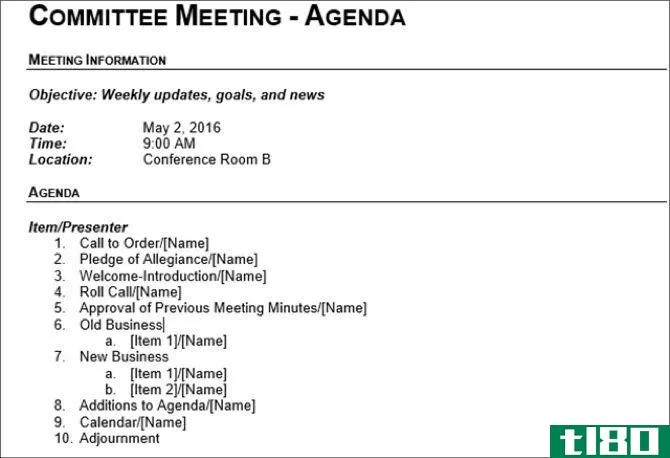 Vertex42 Classic Committee Meeting Template