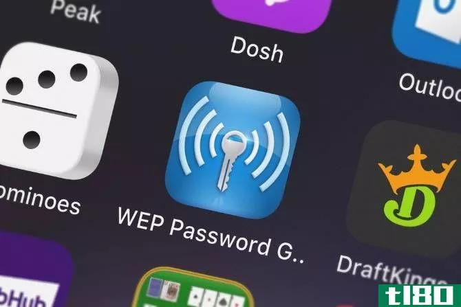A WEP password generator app on an iPhone