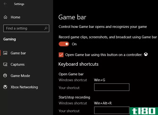 Windows 10 Game Bar Settings