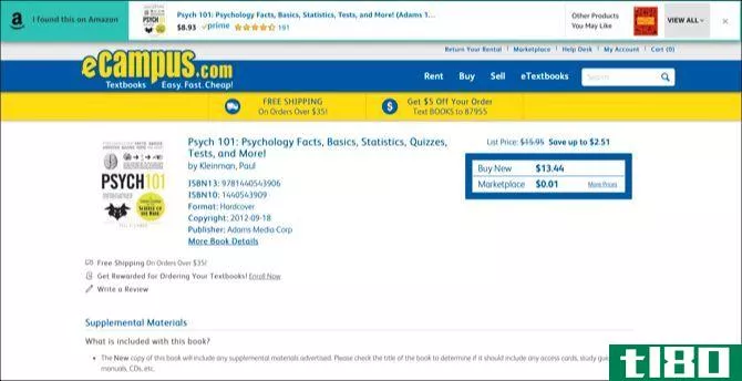 eCampus textbooks online search results