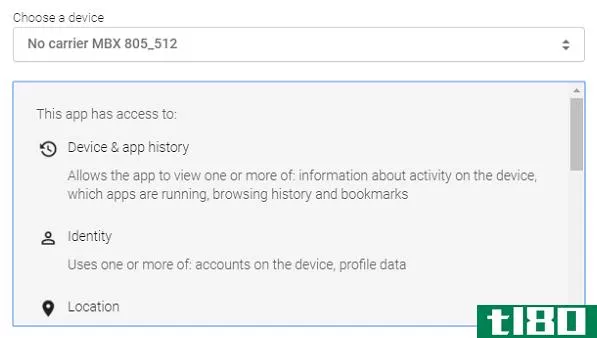This screenshot depicts an Android device within Google Device Manager