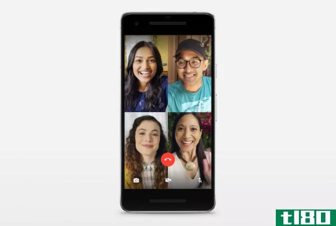 stock image shows four-way chat on whatsapp video calling