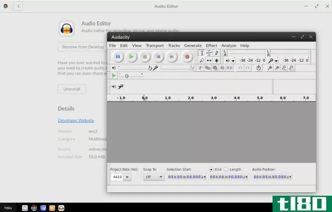 VLC audio editor open on the Endless OS desktop