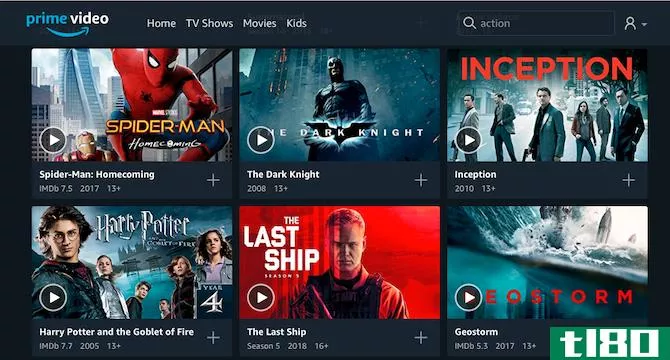 Amazon Prime Video Search Categories