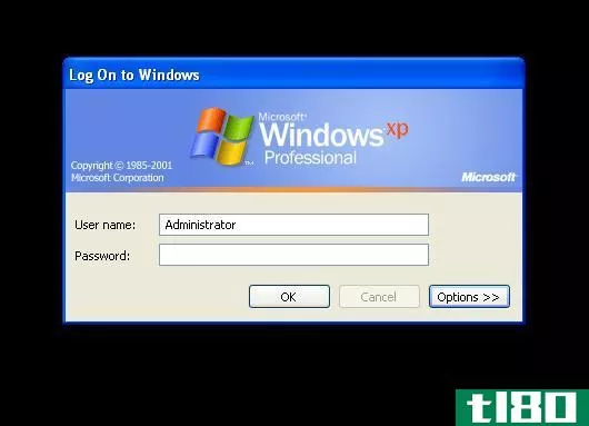 This shows the log on screen for Windows XP