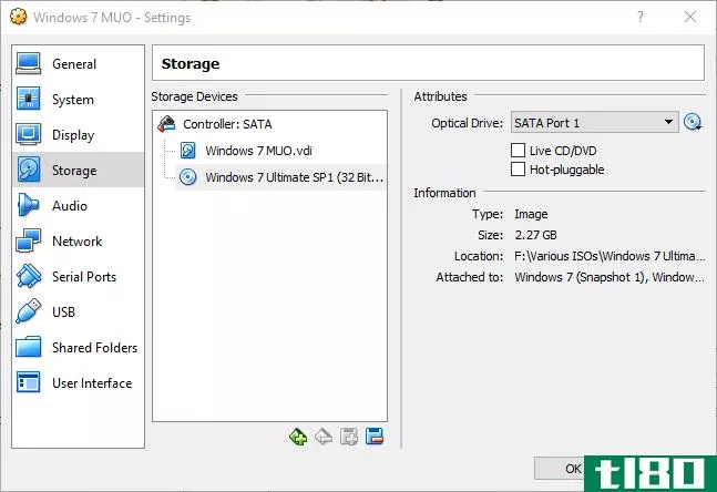 windows 7 virtual machine storage iso option