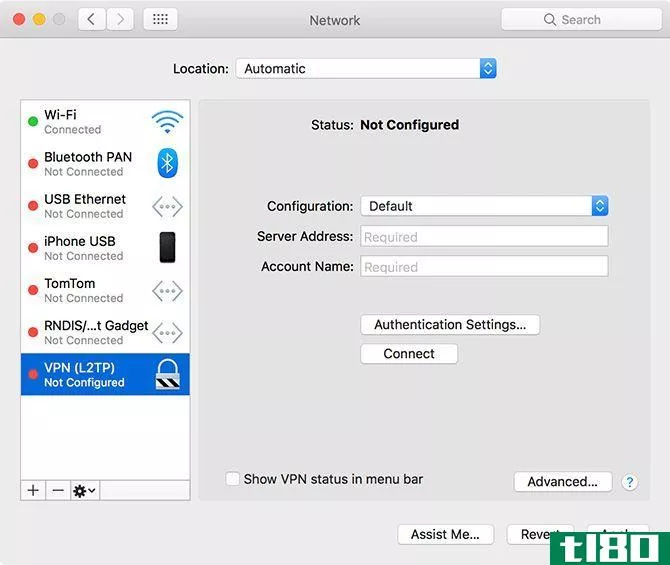Add VPN via macOS Networking 