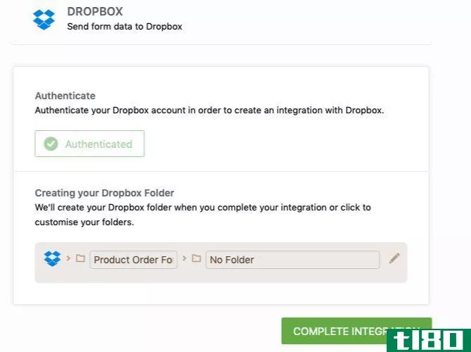 Dropbox Jotform integration authenticated