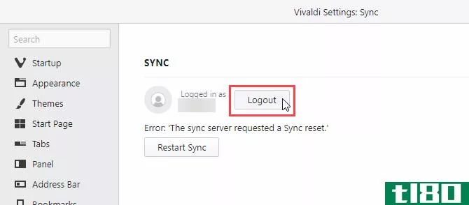 Click Logout in Vivaldi on another computer