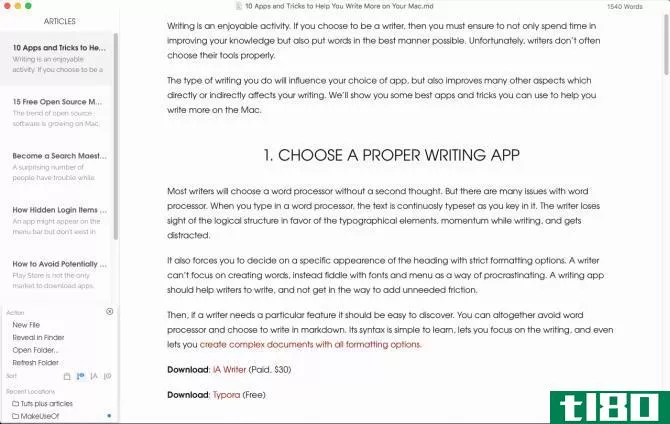 choose a proper writing app