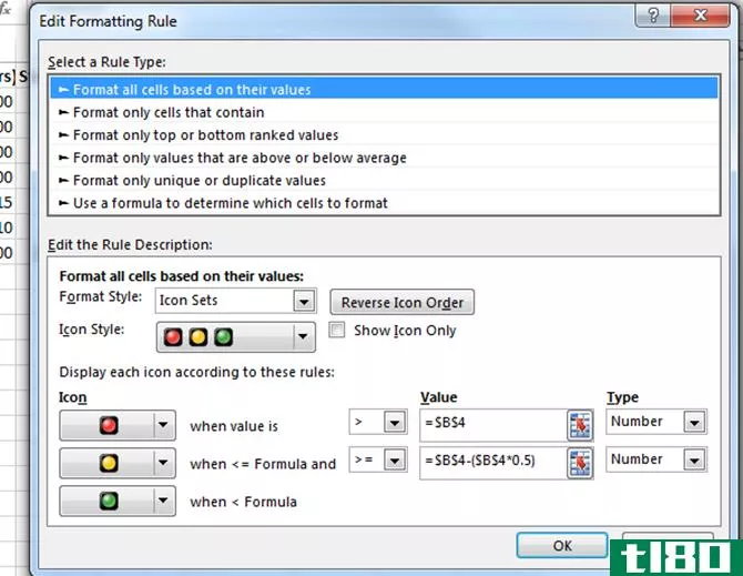 This is a screen capture dem***trating the setting conditional formatting rules in Excel.