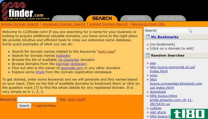123Ffinder advanced domain name search site