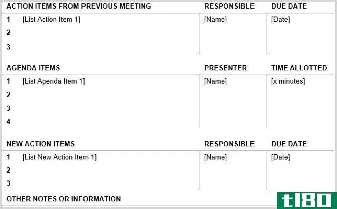 Vertex42 Business Meeting agenda template