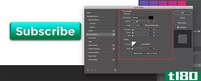 Add Inner Shadow to Text on 3D Button in Photoshop