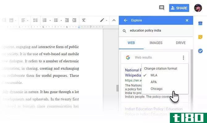 Explore and Cite in Google Docs