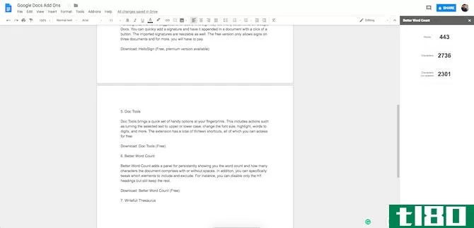 Google Docs Better Word Count Add-On