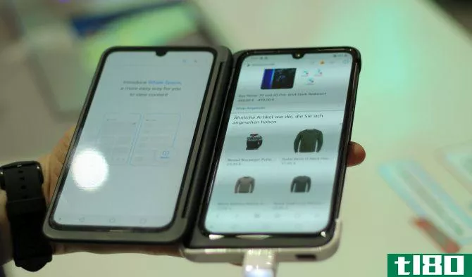 This is an image of a folding phone unfurled
