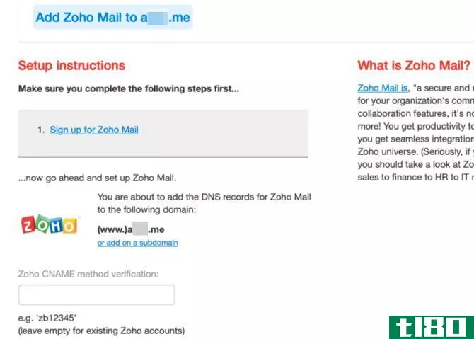 install Zoho Mail using one-click setup in iwantmyname.com
