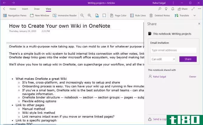 share notebook with OneNote for Windows 10