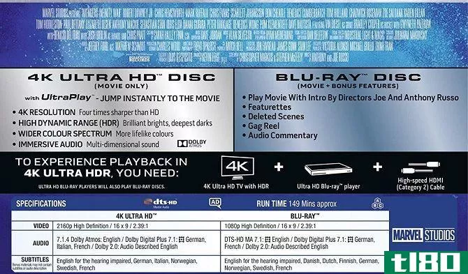 Marvel discs Avengers UltraHD HD