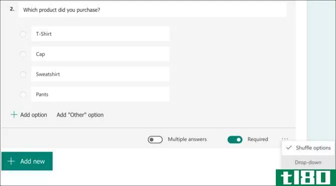 Microsoft Forms Choice question