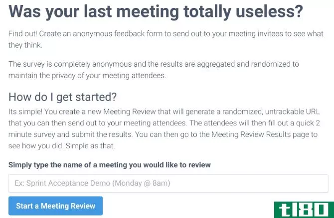 Useless Meetings has an anonymous feedback form for employees to tell managers what they think about team meetings