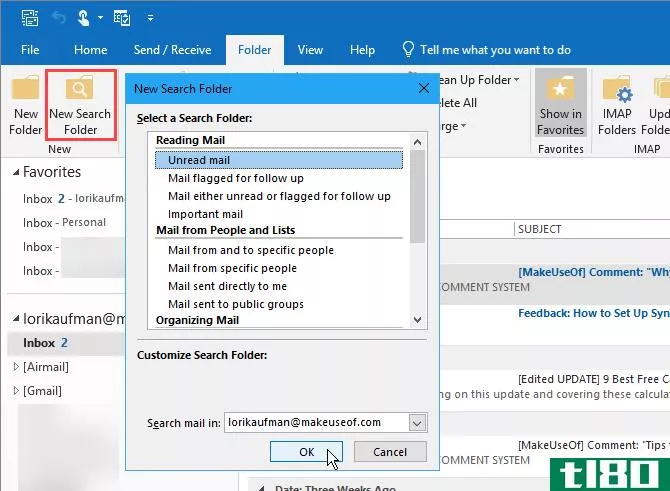 Outlook Search Folder